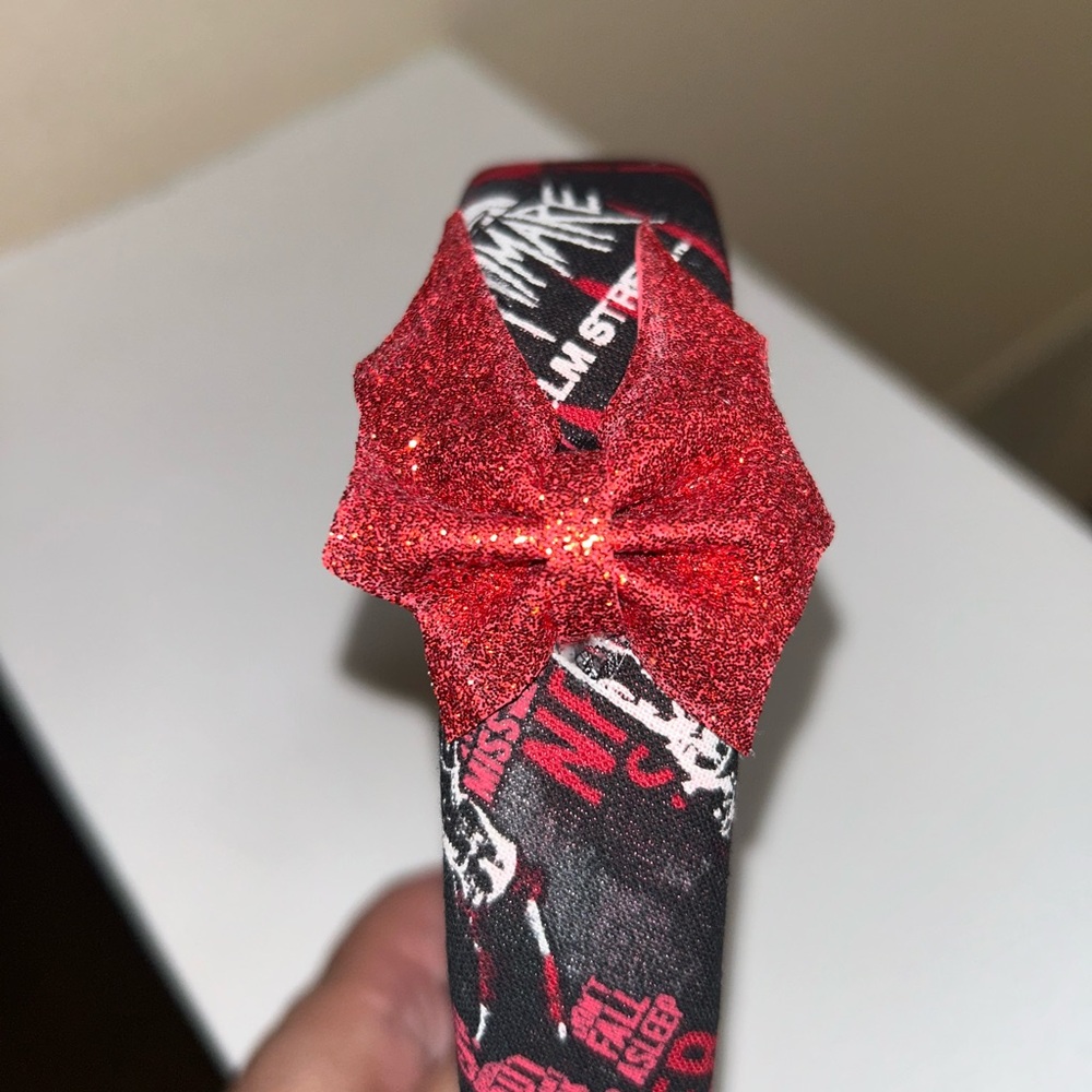 Freddy Krueger Hand Made Headband with Glitter Bat Bow